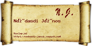 Nádasdi János névjegykártya